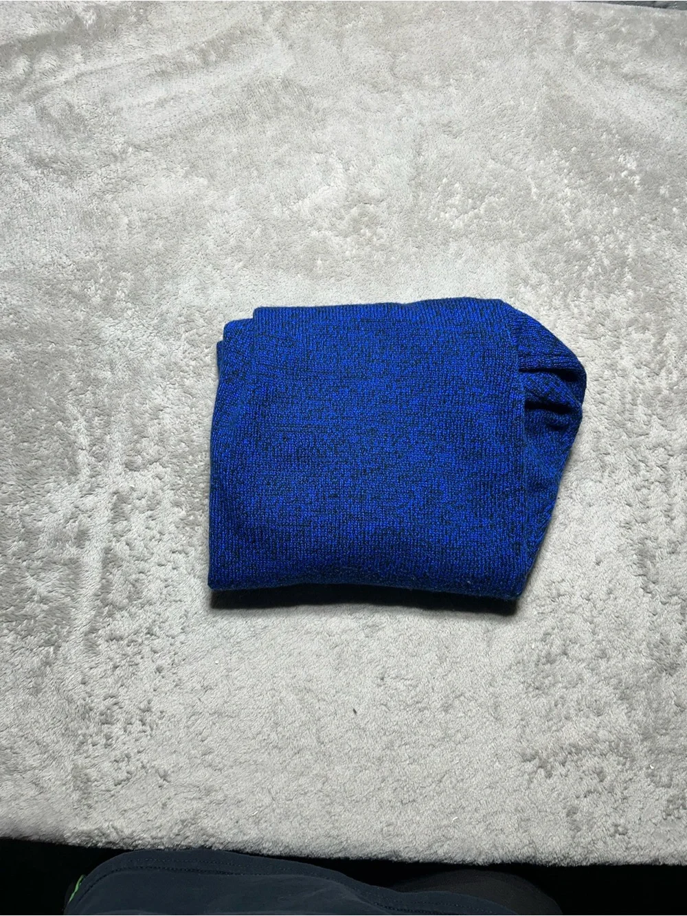 Vintage Susan Ess Knit Polo Sweater Mens Large Blue Black Marled Long Sleeve